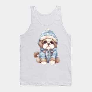 Watercolor Cozy Shih Tzu Dog Tank Top